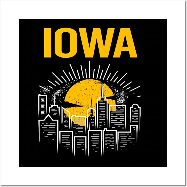 Yellow Moon Iowa Wall Art by flaskoverhand